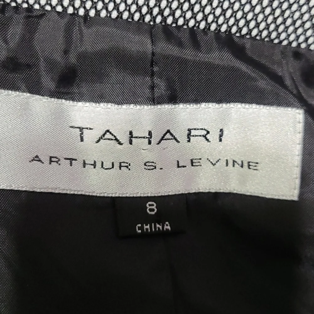 Tahari Arthur S. Levin Women's Black/White polka dot 1 Button Blazer Jacket Sz 8